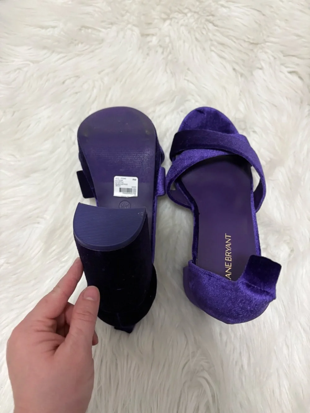 Lane Bryant Royal Purple Velvet Platform Sandals - Picture 4 of 5